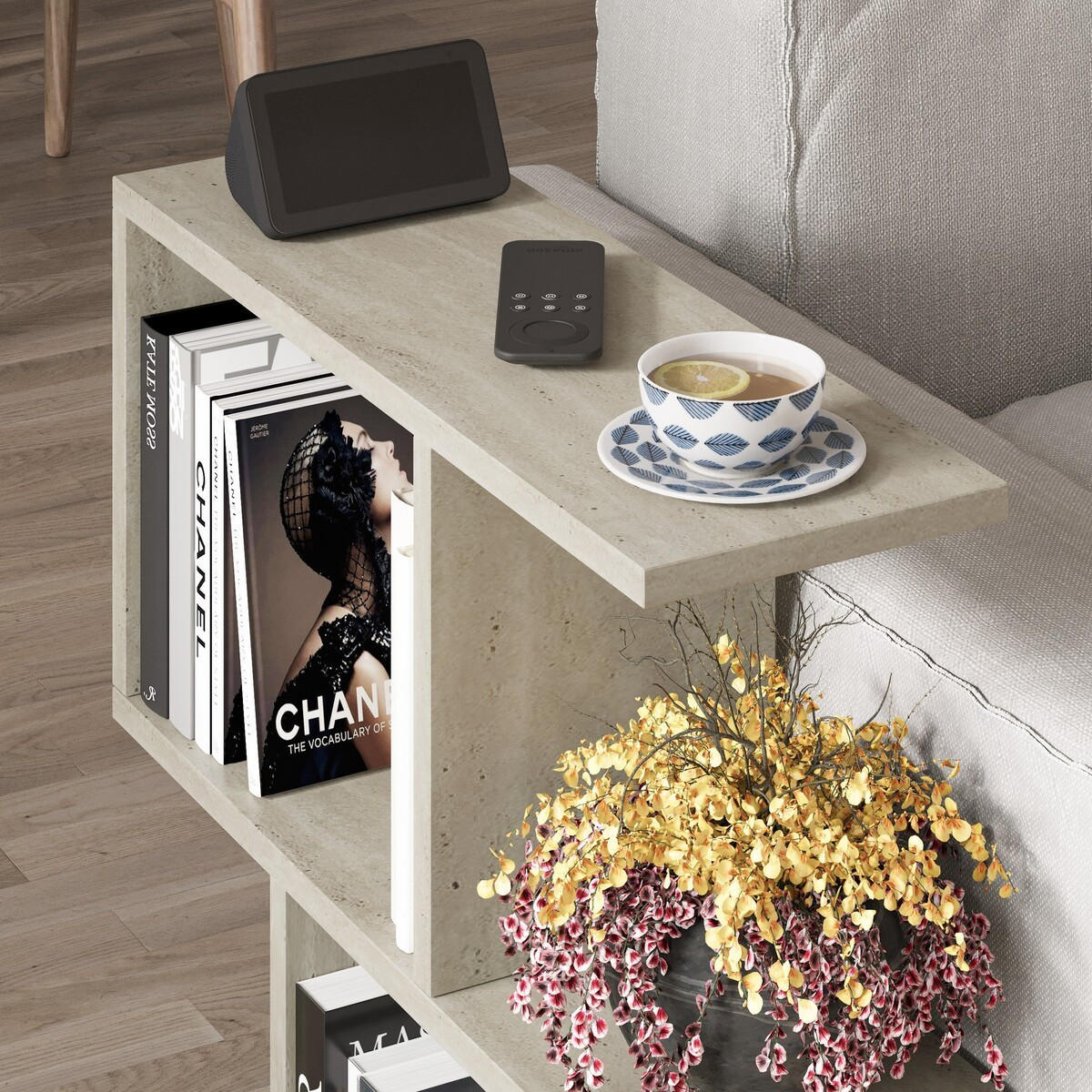 BEISTELLTISCH 5 Tabletts L60 cm - Mania - Beige, Holzwerkstoff (60/20/60cm) - Calicosy
