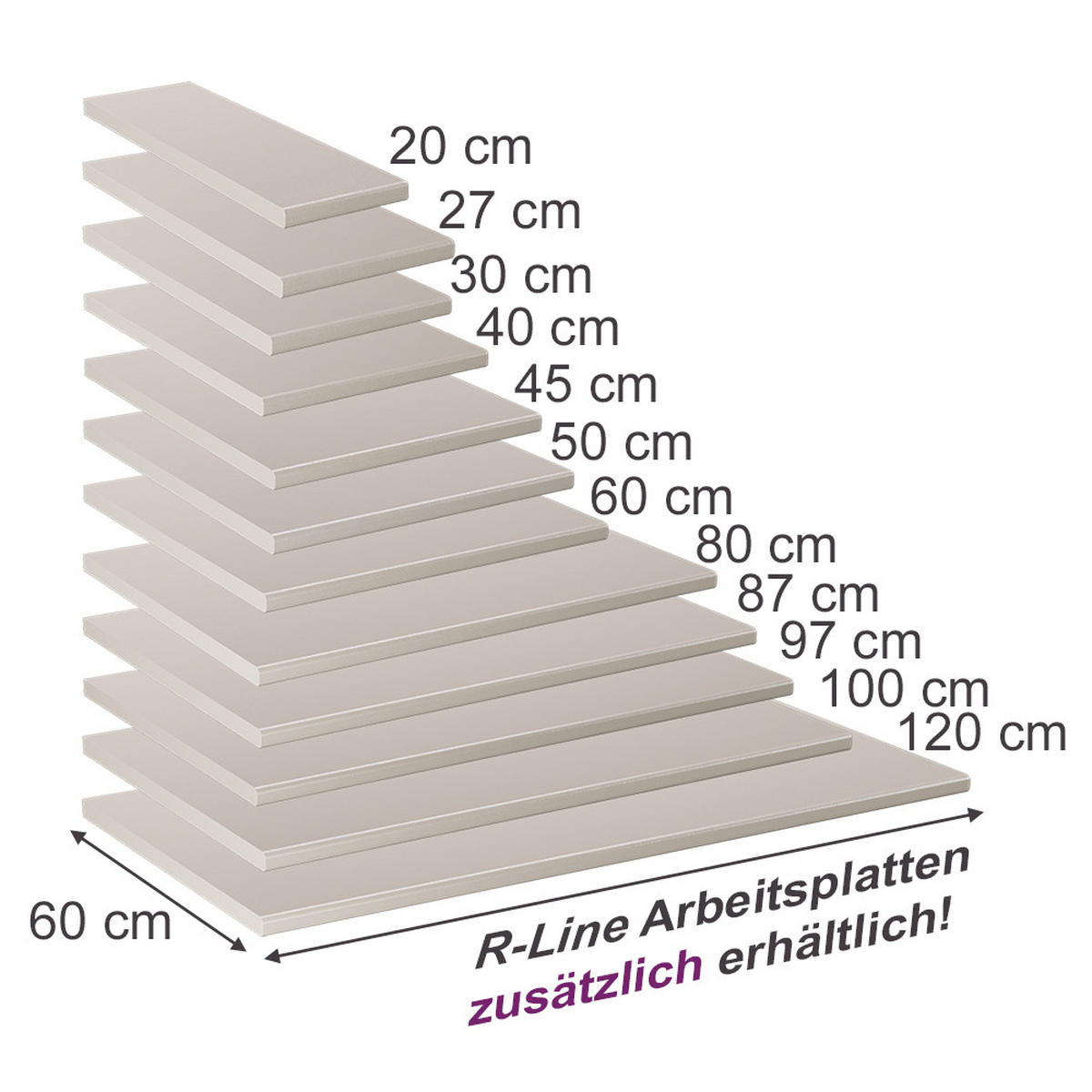 KÜCHENARBEITSPLATTE R-Line, Satin, 80 cm - Beige, Holzwerkstoff (80/2.8/60cm) - Vicco