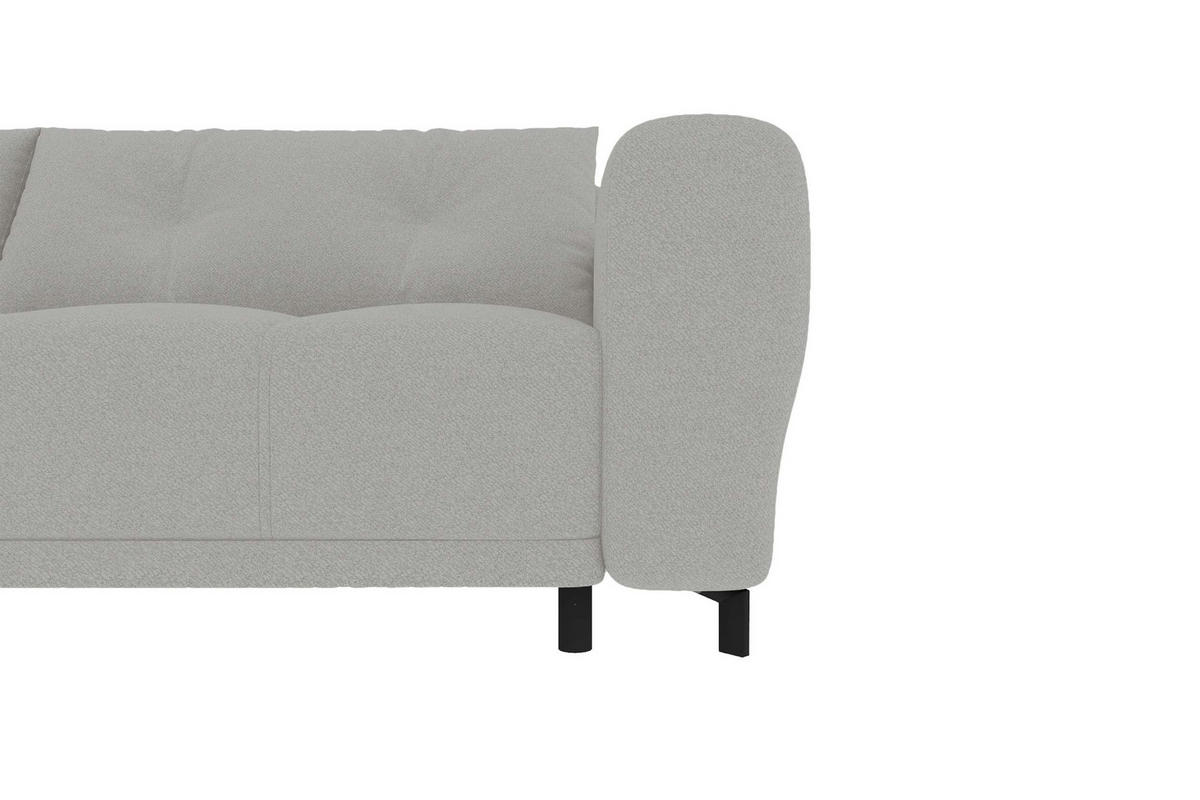 ECKSOFA Massimo Strukturstoff Hellgrau inkl. Schlaffunktion Links - Hellgrau/Schwarz, Textil/Metall (246/177cm) - 99rooms