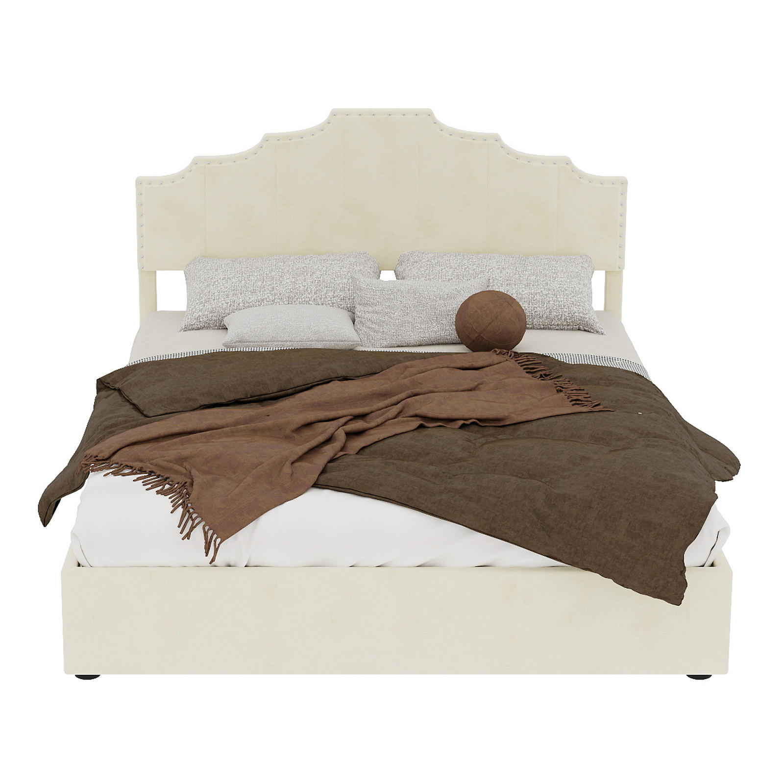 POLSTERBETT 140/200 cm in Beige mit Gepolstertem Kopfteil Stoff Designbett - Beige, Holzwerkstoff/Textil (140/200cm) - STILVORA