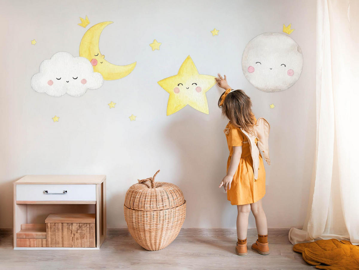AUFKLEBER 130x236 cm Nacht Himmel - Gelb, Kunststoff (130/236/0.1cm) - TULUP