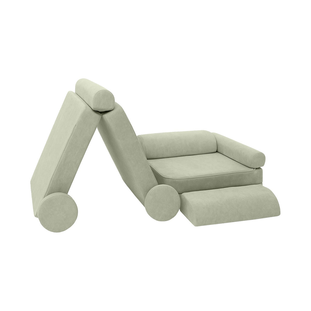 MODULARES Kindersofa aus Schaumstoff – weiches 4-in-1 Spielsofa für Kinderzimmer - Olivgrün, Textil (160/50/76cm) - Bees & Blooms