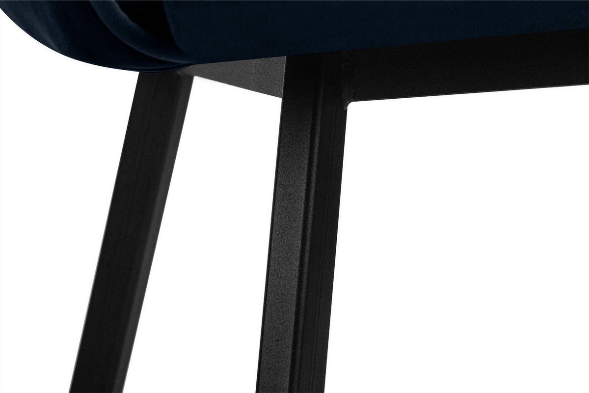 ESSZIMMERSTUHLE PYRUS 2-tlg Velours-Sitz, Dunkelblau - Schwarz/Dunkelblau, Textil/Metall (56/84/46cm) - KONSIMO®