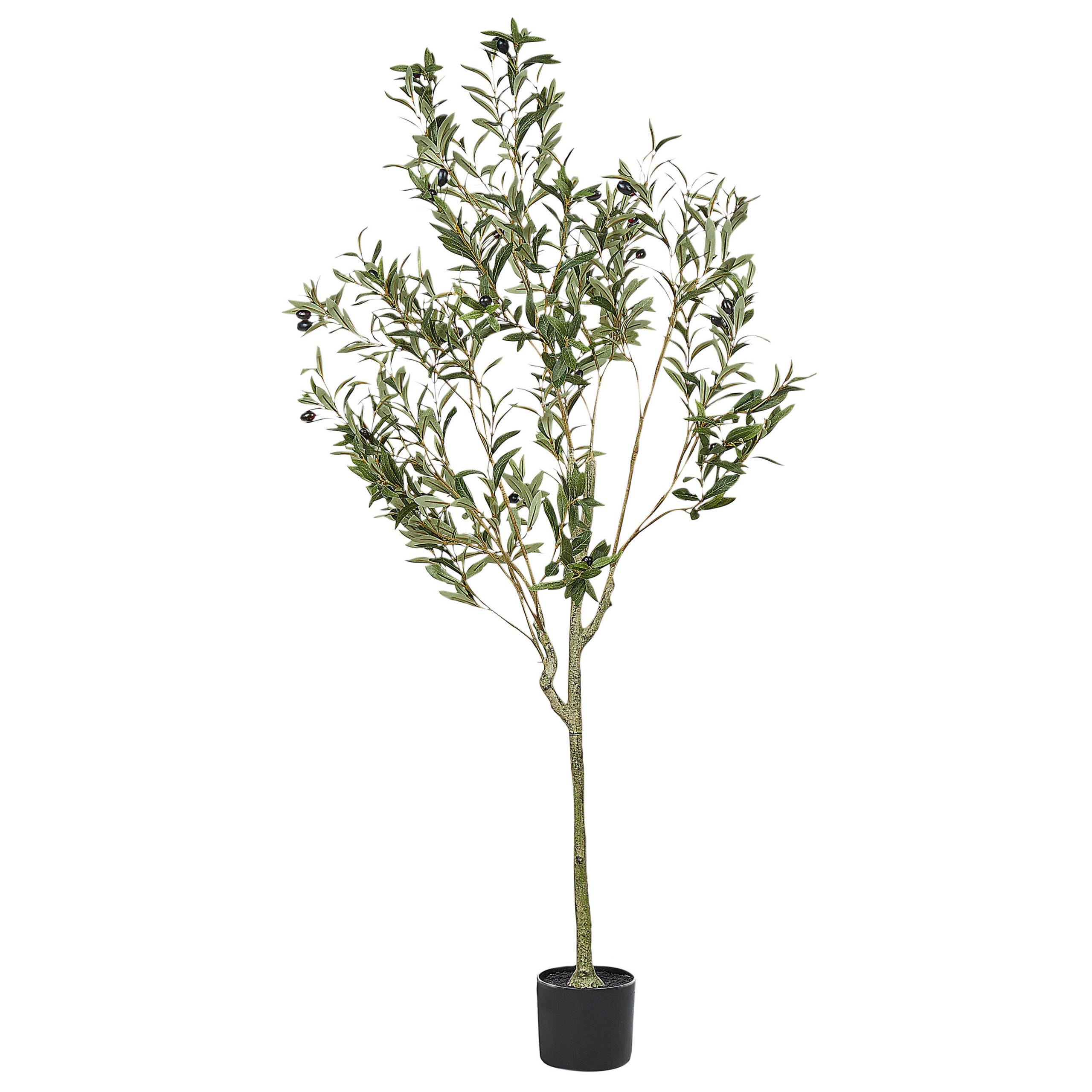 KUNSTPFLANZE im Blumentopf 153 cm Grün/Schwarz Olive Tree - Schwarz/Grün, Kunststoff (153cm) - Beliani