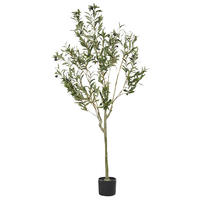 KUNSTPFLANZE im Blumentopf 153 cm Grün/Schwarz Olive Tree - Schwarz/Grün, Kunststoff (153cm) - Beliani