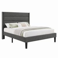 BETT mit Matratze 140x200 cm Leinen Dunkelgrau - Dunkelgrau, Metall (140/200cm) - Meubliv