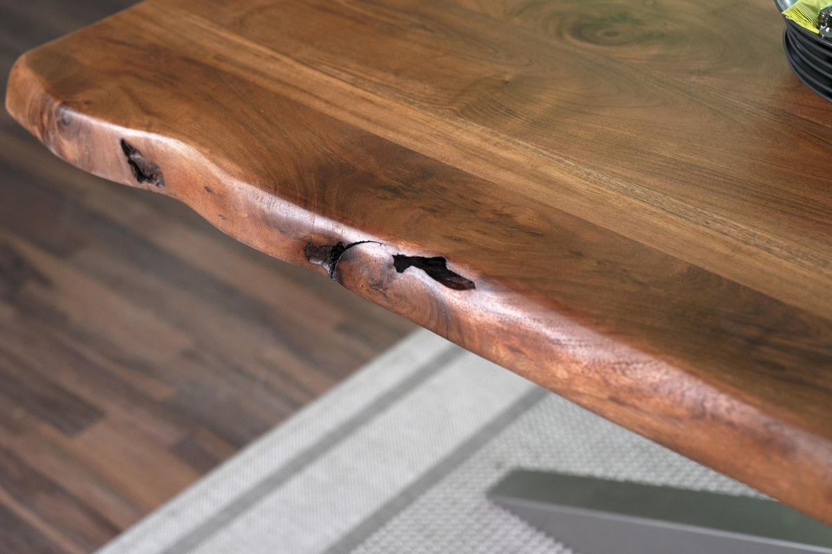 ESSTISCH CALI - Silberfarben/Braun, Holz/Metall (100/220/77cm) - SAM