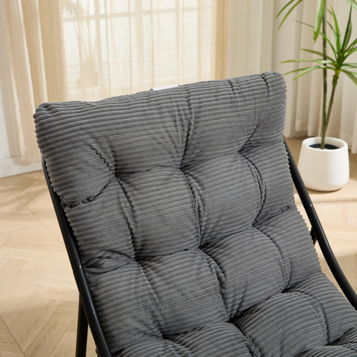SESSELSET, Relaxsessel mit Hocker,Stahlrahmen,Cord,Grau - Dunkelgrau, Metall (78/86/65cm) - LVHOM