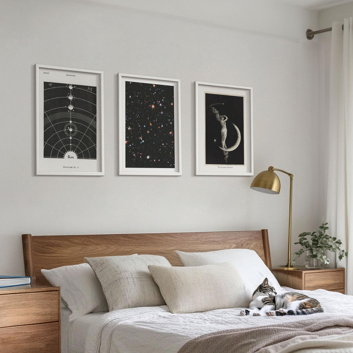 BILDER SET 3er Set - 40x60 cm Weißer Rahmen - Nachtdarstellung des Sonnensystems - Weiß, Kunststoff (40/60cm) - TULUP