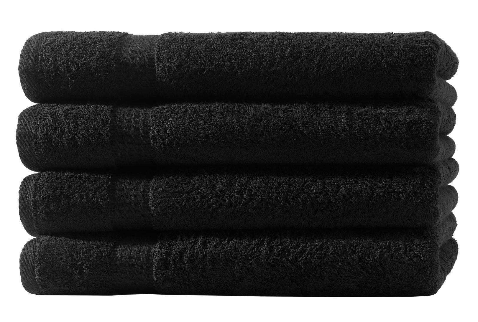HANDTUCH 50x100 cm Frottier Handtücher im 4er Set aus 100% Baumwolle, Schwarz 500g/m2 - Schwarz, Textil (50/100cm) - Carpe Sonno
