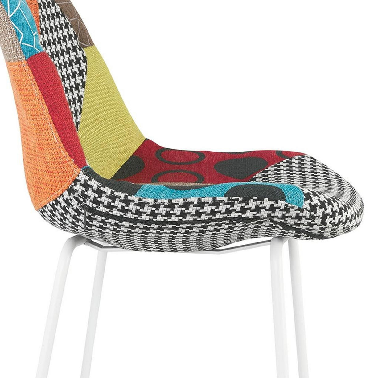 BARHOCKER – Patchwork, 65 cm, hohe Lehne, Metall Weiß, REMAXO - Multicolor/Weiß, Textil/Metall (45/105/49cm) - KADIMA DESIGN