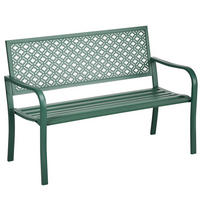 ZÁHRADNÁ lavica 127/63/83 cm tmavozelená z ocele s operadlom a podrúčkami pre 2 osoby - tmavozelená, kov (63/83/127cm) - OKWISH