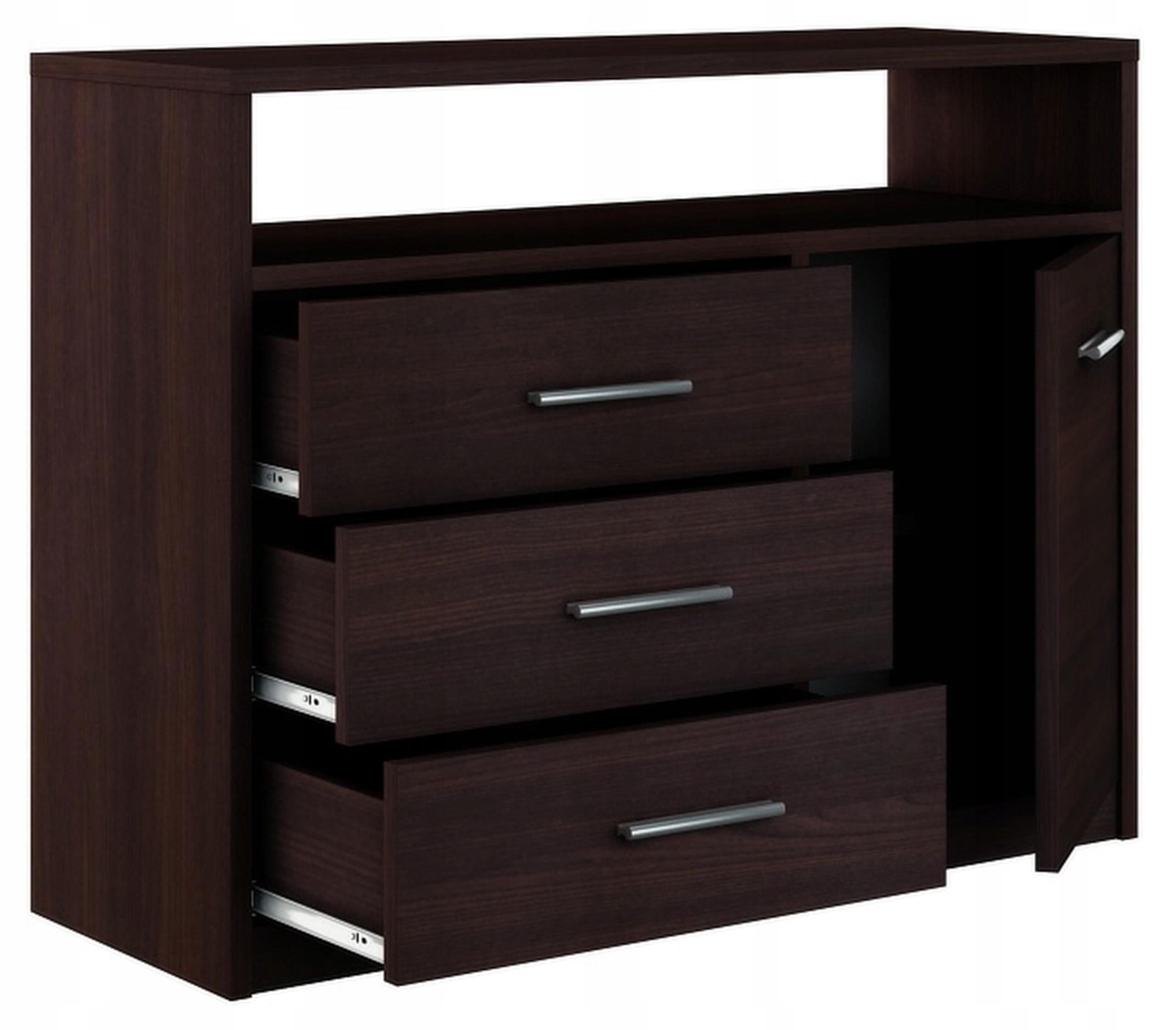 KOMMODE Bodo 1D3SO Wenge 98/35/75 cm - Wengefarben, Holzwerkstoff (98/75/35cm) - Matkam Möbel