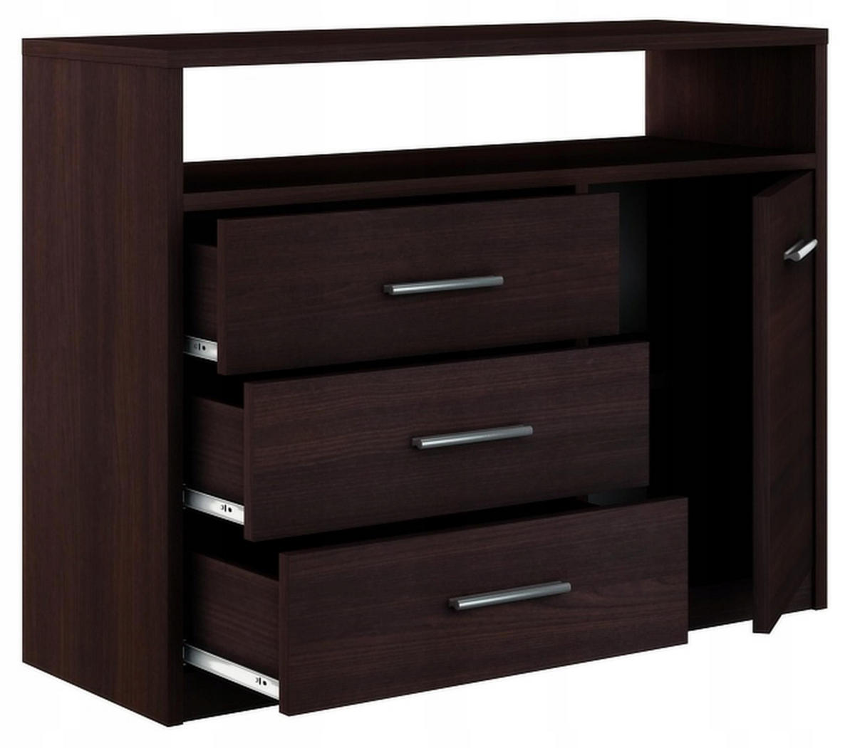KOMMODE Bodo 1D3SO Wenge 98/35/75 cm - Wengefarben, Holzwerkstoff (98/75/35cm) - Matkam Möbel