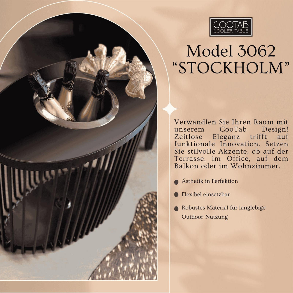 3-IN-1 LOUNGETISCH MIT ACRYL-KÜHLER Stockholm schwarz 46 cm - Schwarz, Kunststoff (57.5/35/46cm) - COOTAB Cooler Table