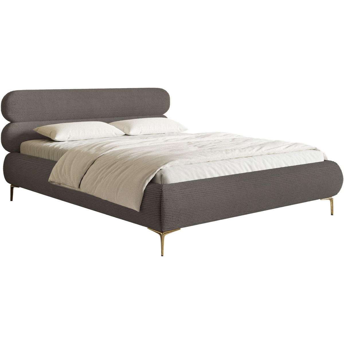 POLSTERBETT Roule Cord Grau 160x200 cm - Goldfarben/Grau, Textil/Metall (160/200cm) - Selsey