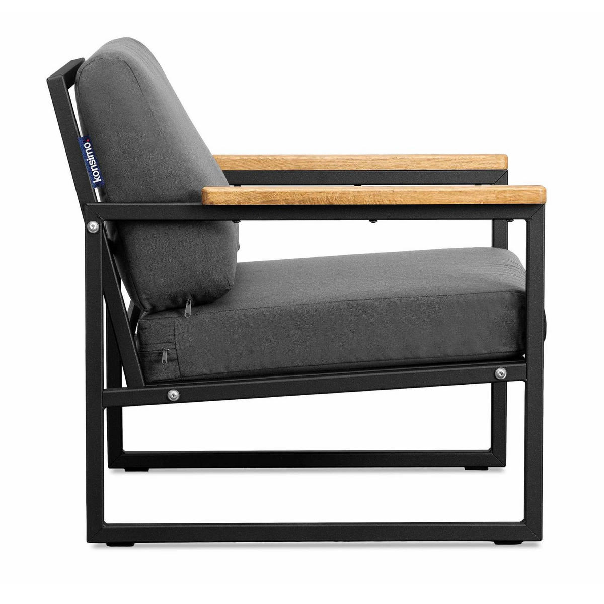 GARTENSESSEL TRIBO ,Schwarz/Grau - Schwarz/Grau, Holz/Textil (70/65/60cm) - KONSIMO®