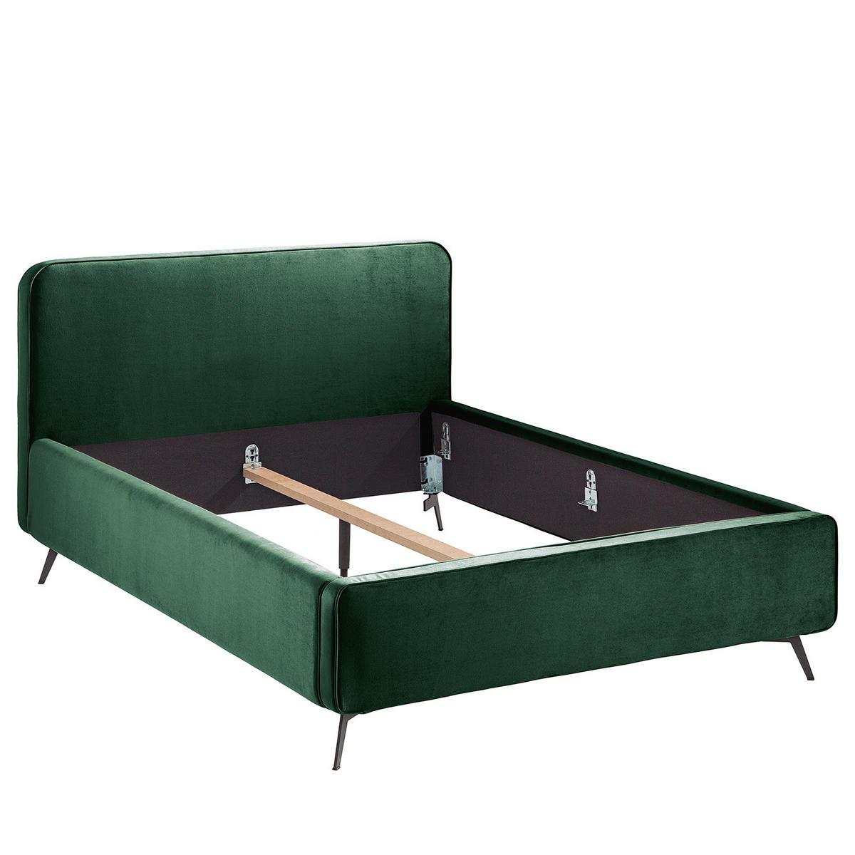 POLSTERBETT - Dunkelgrün, Textil (160/200cm) - home24