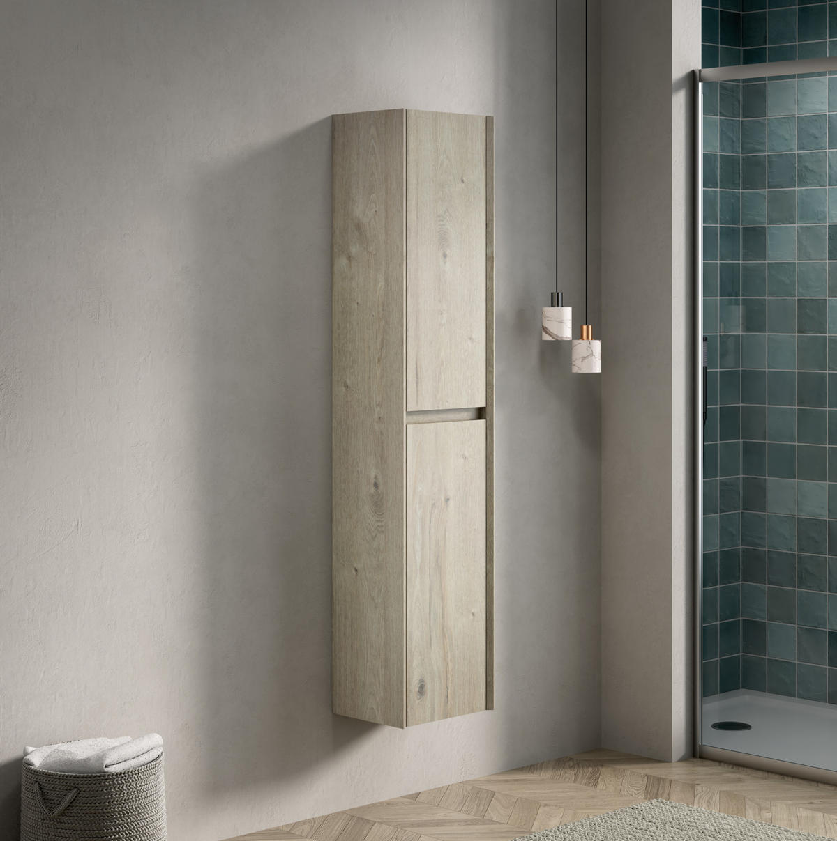 BADEZIMMER-WANDSCHRANK 140 cm Off White mit 2 Türen - Weiß, Holzwerkstoff (24/30/140cm) - Beauniv