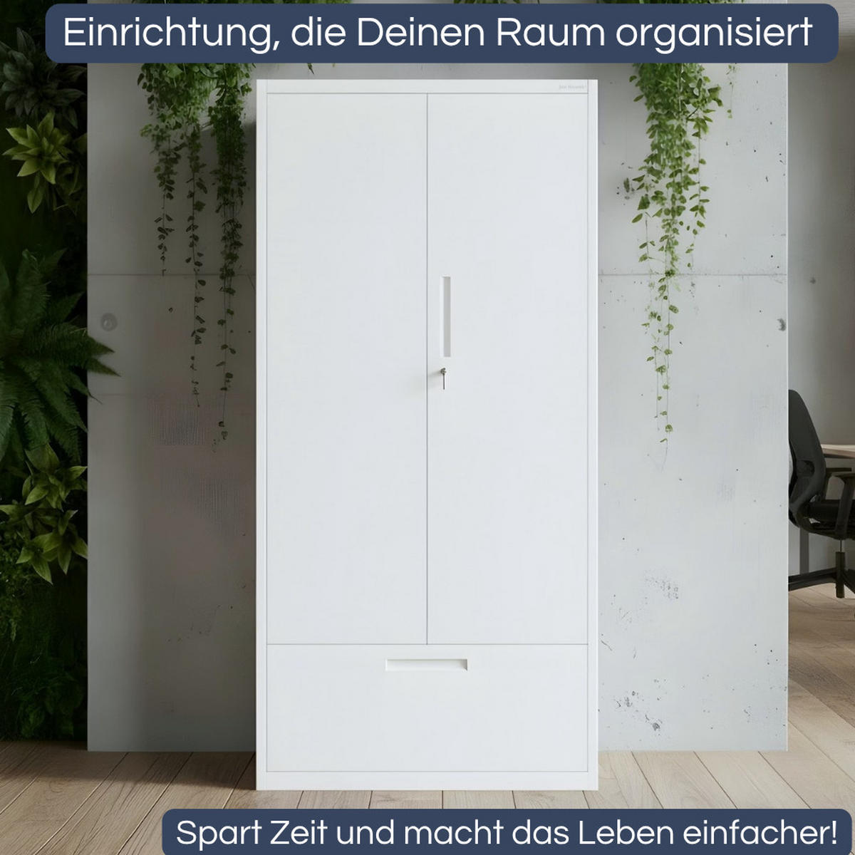 METALLSCHRANK mit Hohe Schublade MEGAN 195x90x40cm Weiß - Weiß, Metall (90/195/40cm) - Jan Nowak