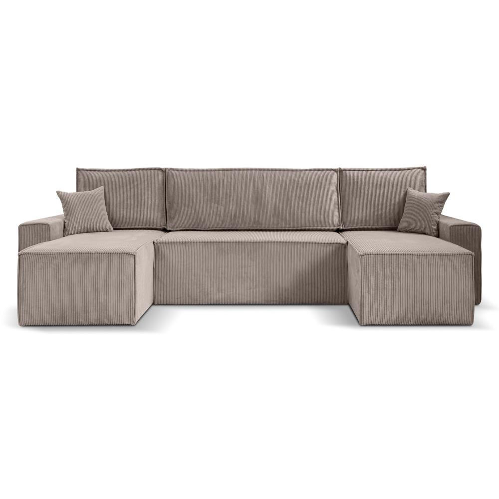 WOHNLANDSCHAFT Hektor U mit Schlaffunktion cappuccino - Cappuccino, Textil (318/94/152cm) - Beautysofa