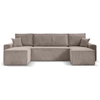 WOHNLANDSCHAFT Hektor U mit Schlaffunktion cappuccino - Cappuccino, Textil (318/94/152cm) - Beautysofa