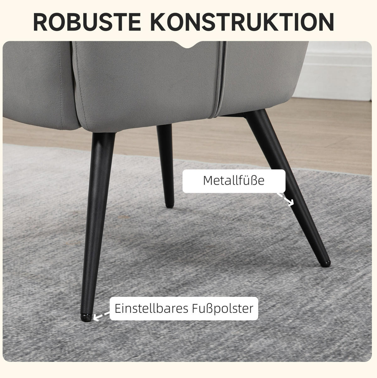 KŘESLO s podnožkou 77,5/73/98 cm světle šedé z oceli s vysokým opěradlem - světle šedá, kov (77.5/98/73cm) - OKWISH
