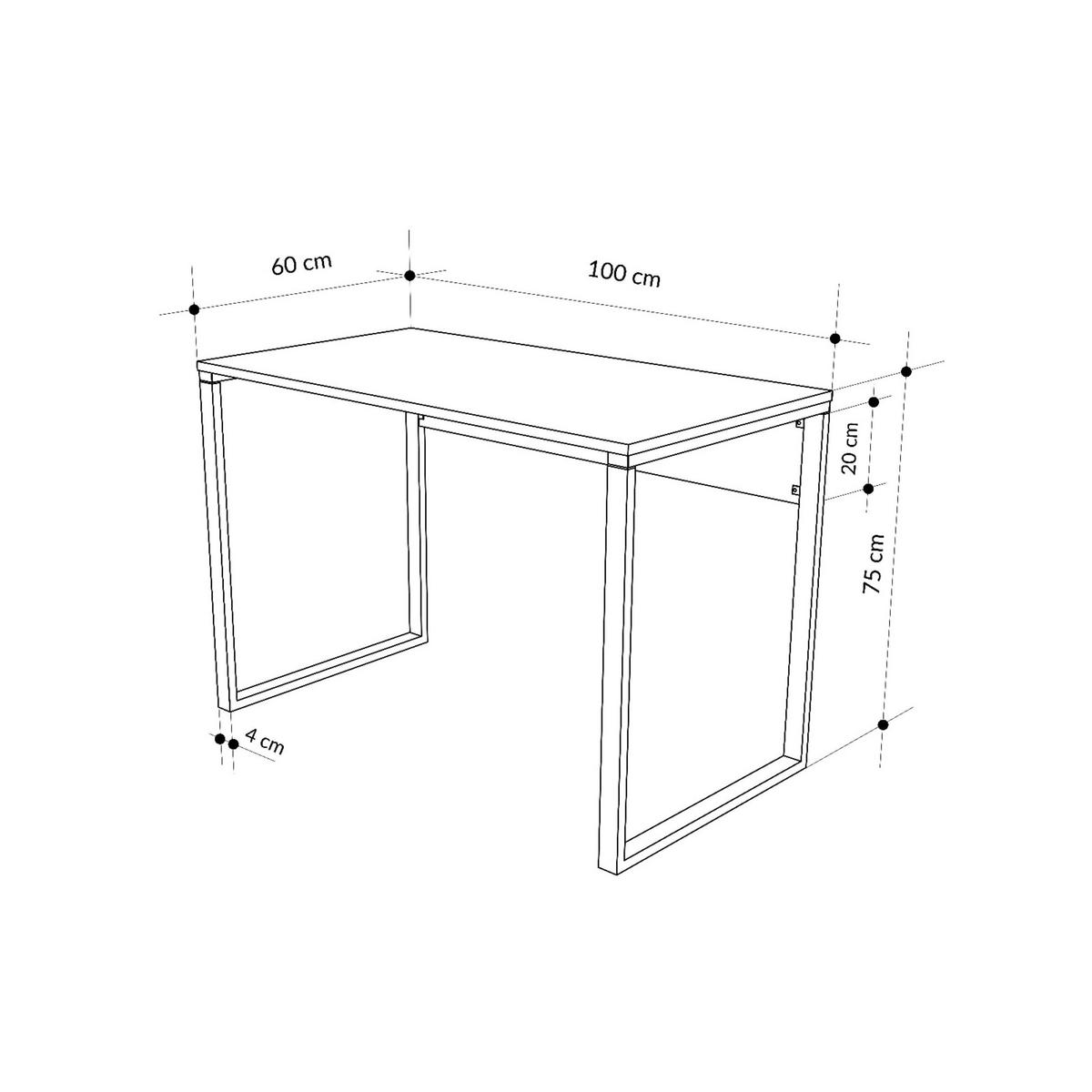 SCHREIBTISCH Inna Retro-Grau, Schwarz 100/60/75 cm - Schwarz, Holzwerkstoff/Metall (60/100/75cm) - Decortie