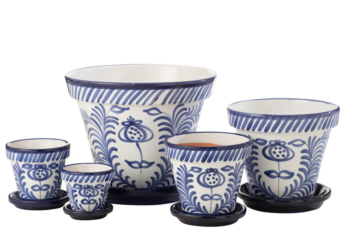 BLUMENTOPF GRANADA PATTERN - Töpferei - Blau - XL - Ø 50 cm - Multicolor, Keramik (50/40cm) - J-Line