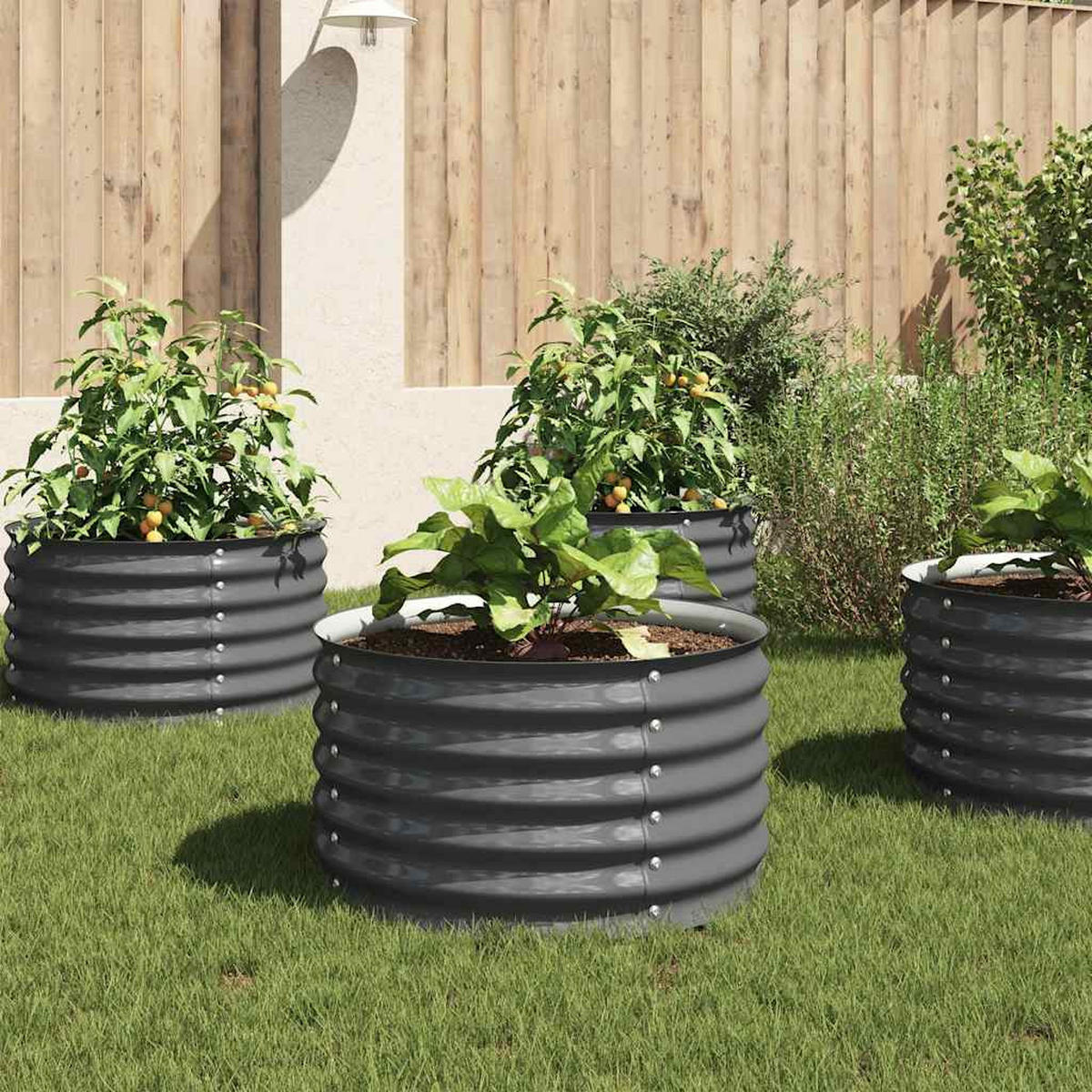 RUNDES Hochbeet für Garten BLUMO | Verzinkter Stahl | 80x80x44cm, Grau - Grau, Metall (80/44/80cm) - DELUKE