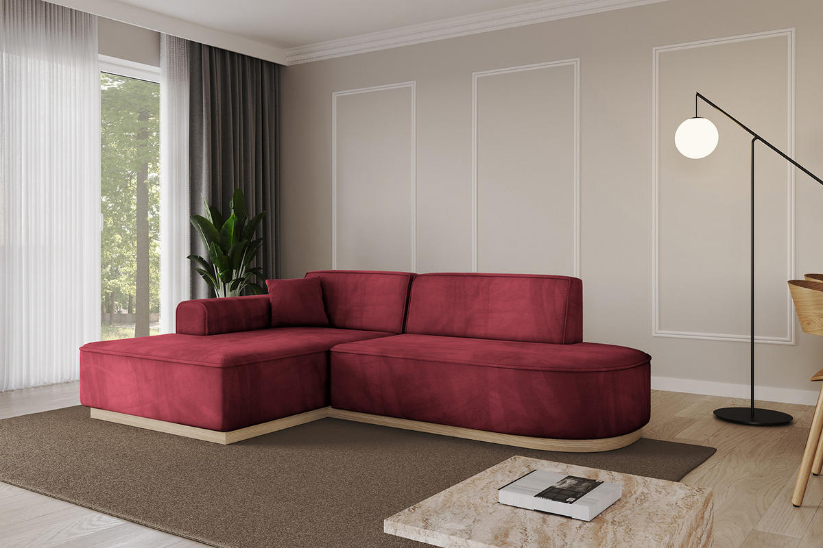 ECKSOFA Ottomane Links IREA-L1 - 232x165x80 cm Bordeauxrot - Bordeaux, Holzwerkstoff/Textil (232/165cm) - ALTDECOR