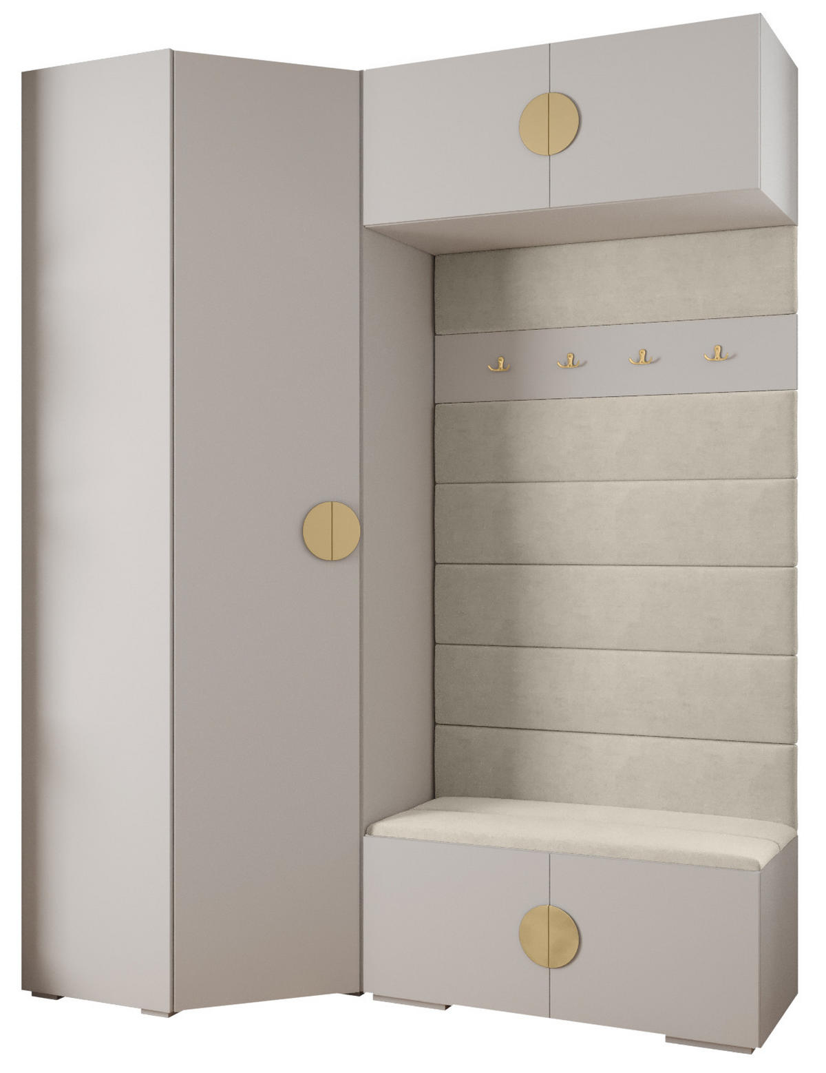 GARDEROBEN-SET 236,7/181,7/47 - Beige/Goldfarben, Holz/Metall (181.7/236.7/47cm) - Abiks Möbel