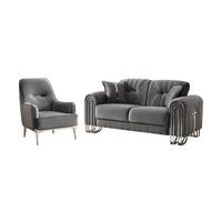 SITZGARNITUR Bogota, Grau Stellvariante 2+1 - Grau, Holzwerkstoff/Metall (175/87/98cm)