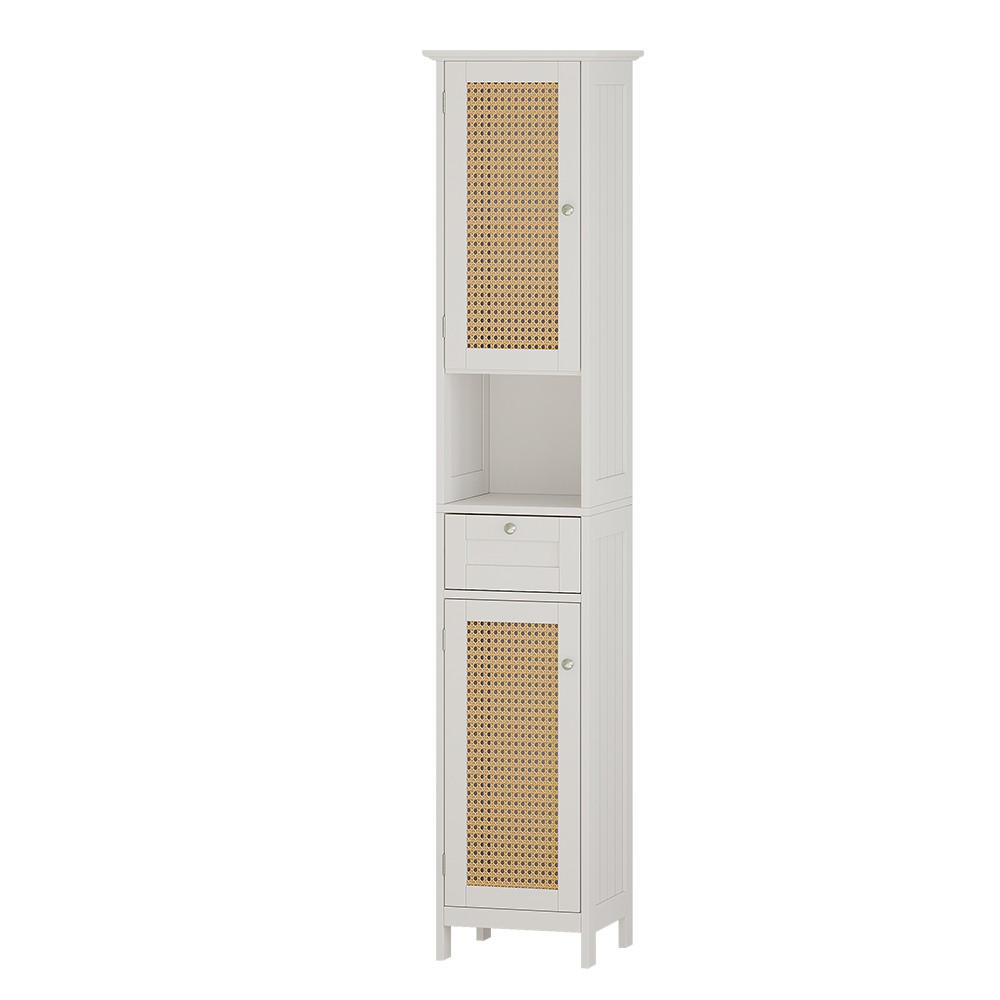BADSCHRANK Rosario Weiß 32 x 170 cm mit 2 Türen und Schublade - Weiß, Holzwerkstoff (32/170/30cm) - Vicco