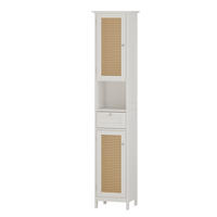 BADSCHRANK Rosario Weiß 32 x 170 cm mit 2 Türen und Schublade - Weiß, Holzwerkstoff (32/170/30cm) - Vicco