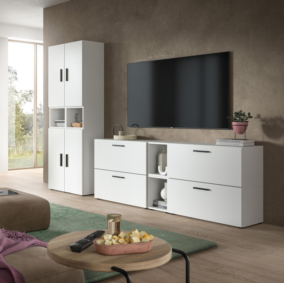 WOHNWAND The One weiß 65/34/178 cm - Weiß, Holzwerkstoff (65/178/34cm) - Xonox