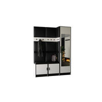 GARDEROBE ROJ 20 - 159,6x205x39cm Weiß + Stoff Schwarz - Schwarz/Weiß, Holzwerkstoff (159.6/205/39cm) - Kier Furniture