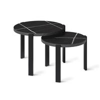 SET MASUTA DE CAFEA Norin, Marmură neagră/Negru, 60 x 60 cm - negru cu luciu intens/negru, compozit lemnos (60/60/45cm) - Vicco