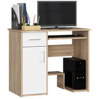 SCHREIBTISCH Sonoma Eiche, Weiß 90x50x74 cm - Silberfarben/Weiß, Holzwerkstoff/Kunststoff (50/90/74cm) - Akord