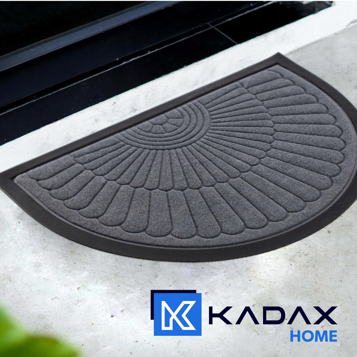 FUSSMATTE 60 x 40 cm, halbrund - Grau, Kunststoff (60/40cm) - KADAX