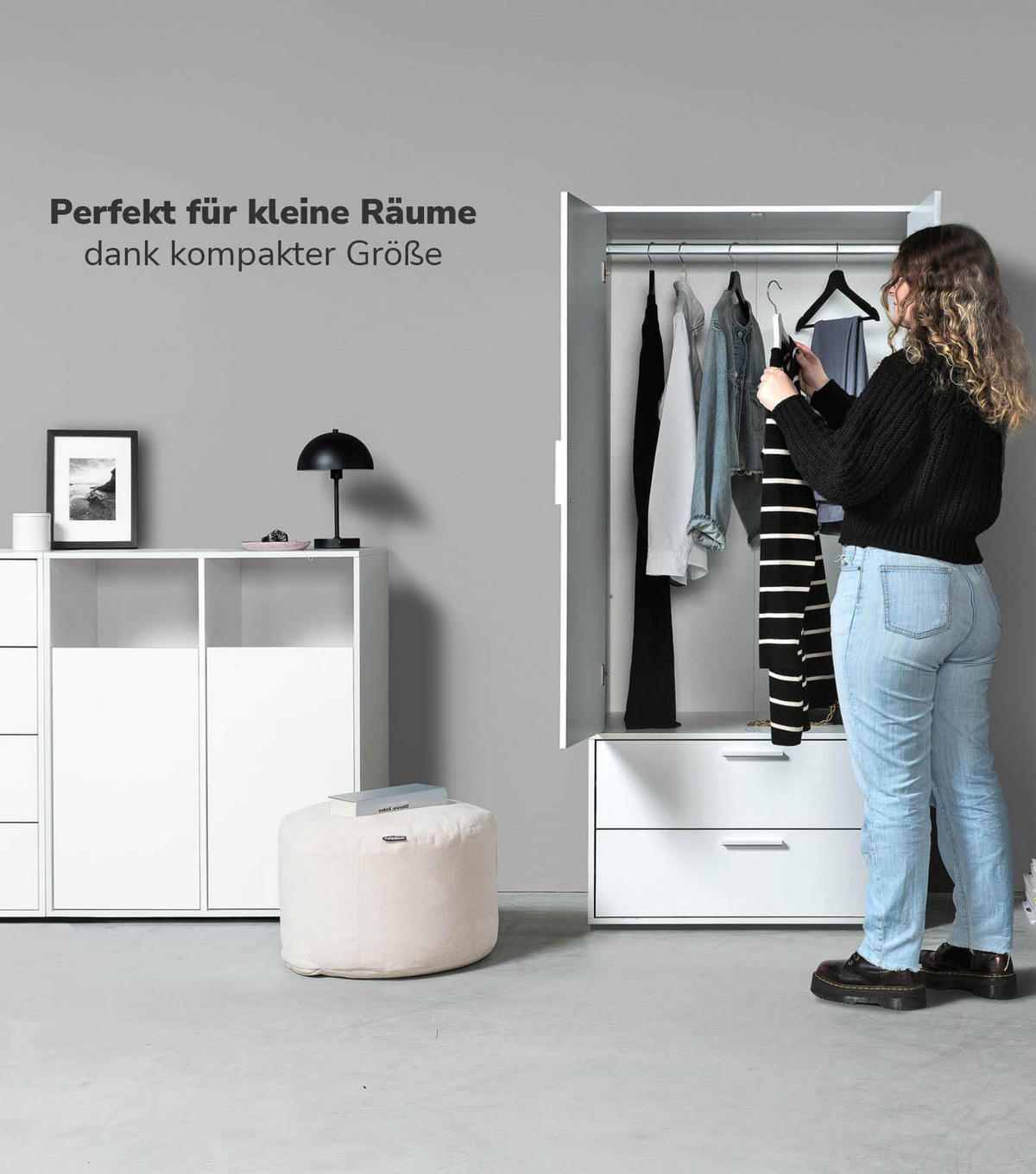 KLEIDERSCHRANK Der Kleiderheld - Weiß, Holzwerkstoff (80/180/51cm) - Mokebo