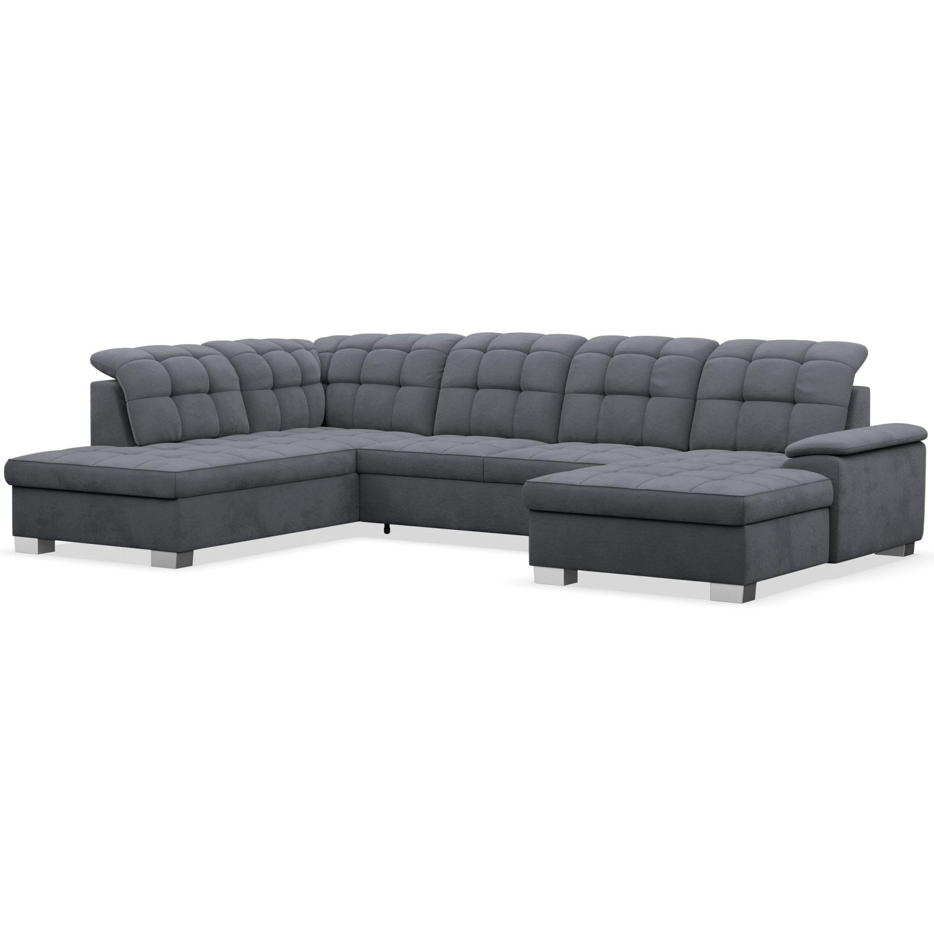 WOHNLANDSCHAFT Jamaal Dunkelgrau Velours rechtsseitig - Dunkelgrau/Schwarz, Textil (330/106/212cm) - Selsey