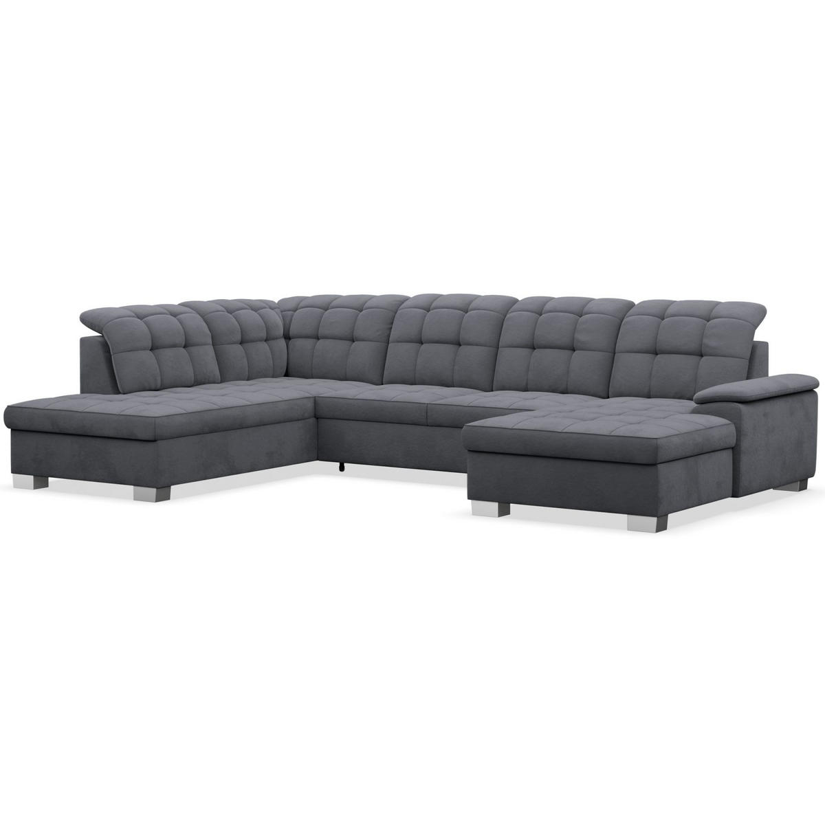 WOHNLANDSCHAFT Jamaal Dunkelgrau Velours rechtsseitig - Dunkelgrau/Schwarz, Textil (330/106/212cm) - Selsey