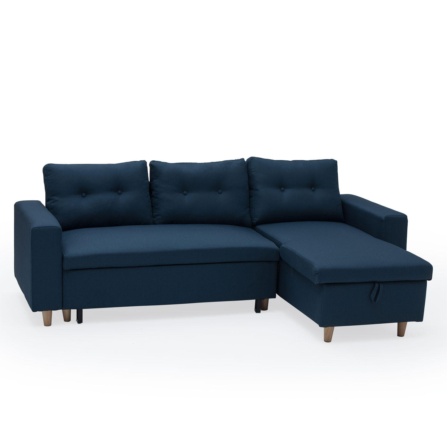 ECKSOFA WADE Blau 3 Plätze - Blau, Textil (146/229cm) - Happy Garden