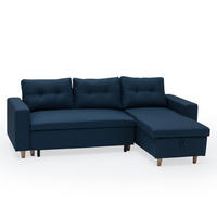 ECKSOFA WADE Blau 3 Plätze - Blau, Textil (146/229cm) - Happy Garden