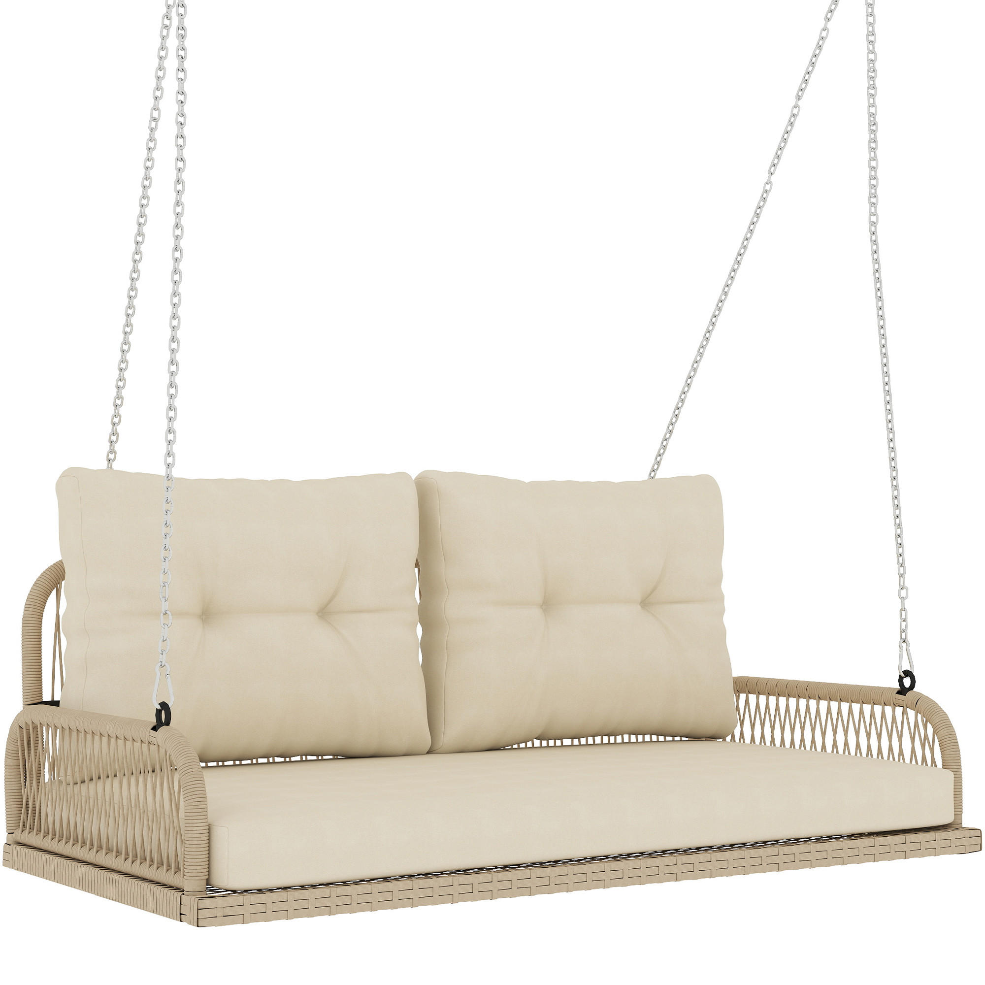 HOLLYWOODSCHAUKELL DE-06728 2-Sitzer, mit Kissen Beige - Beige, Kunststoff/Metall (115/44/66cm) - ComfortXL