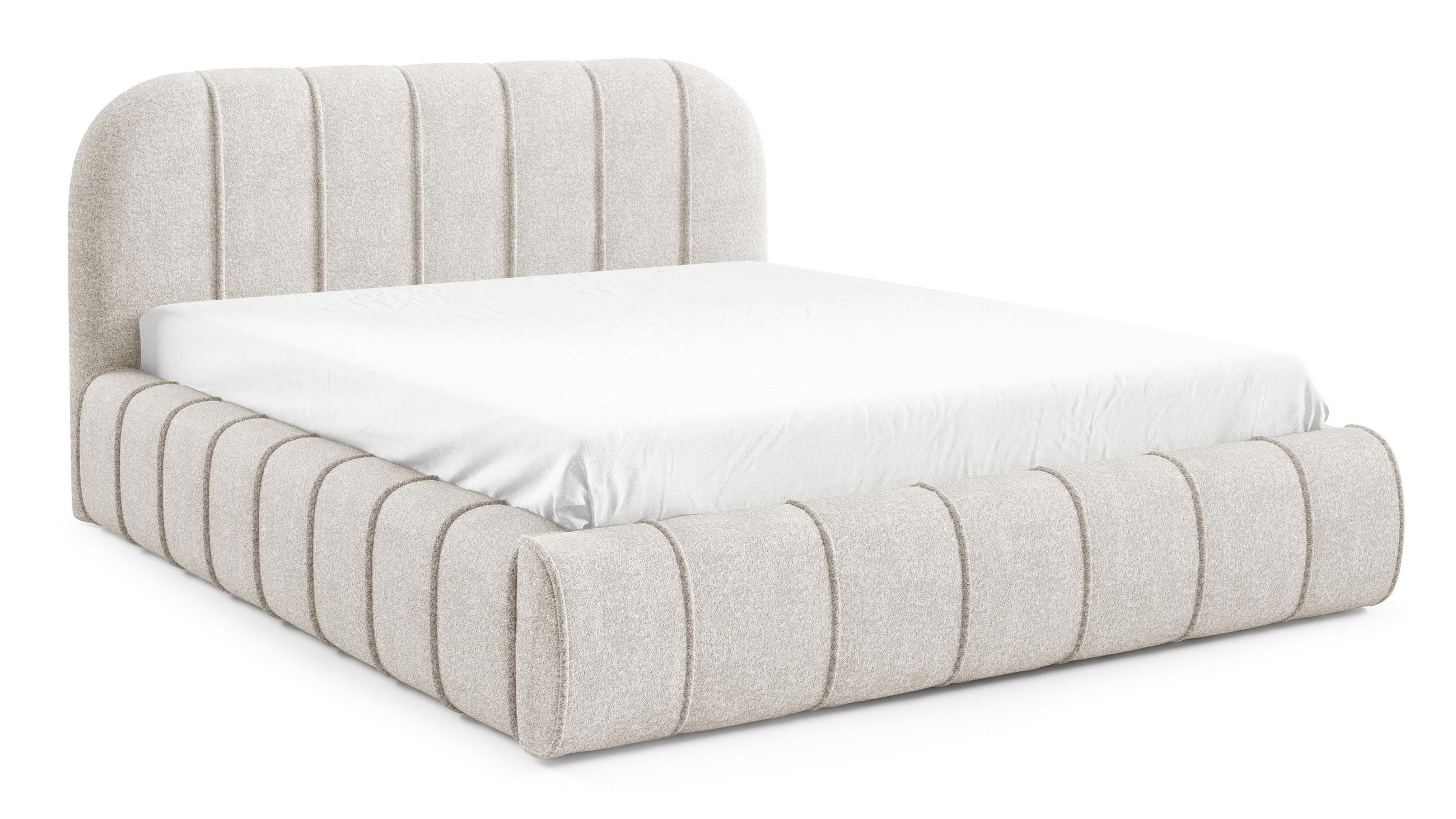 POLSTERBETT 200x200 Lunea, Samt, Metallrahmen, Bettkasten, Creme - Creme, Holz/Textil (200/200cm) - Emporius