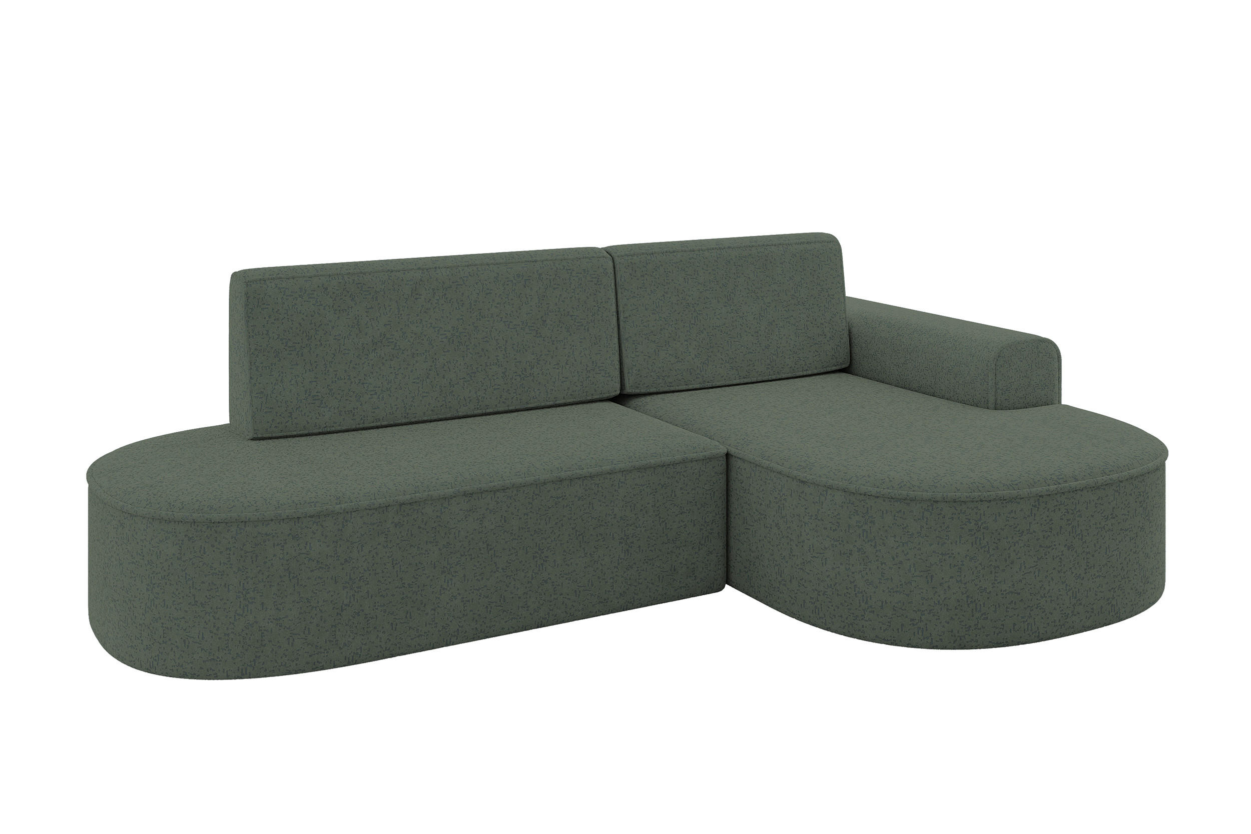 ECKSOFA mit Schlaffunktion und Bettkasten Ottomane Rechts MARI-L1-S - 283x167x73 cm Grün Tissu - Schwarz/Grün, Holzwerkstoff/Kunststoff (167/283cm) - ALTDECOR