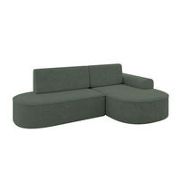 ECKSOFA mit Schlaffunktion und Bettkasten Ottomane Rechts MARI-L1-S - 283x167x73 cm Grün Tissu - Schwarz/Grün, Holzwerkstoff/Kunststoff (167/283cm) - ALTDECOR