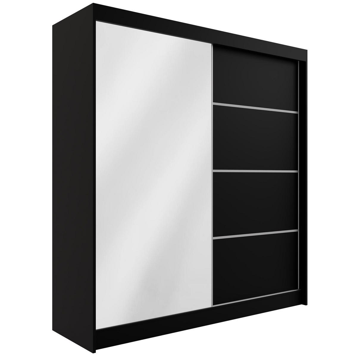 KLEIDERSCHRANK PAOKI - 200 cm - Schwarz - Schwarz, Holzwerkstoff (200/215/61cm) - ALTDECOR